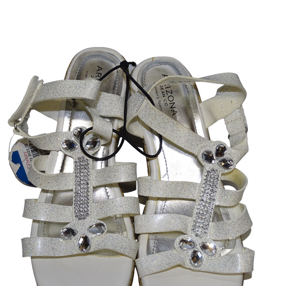Arizona Jeans Co. Girls Stacey Embellished Wedge Sandals Shoes Size 4 - Picture 4 of 6